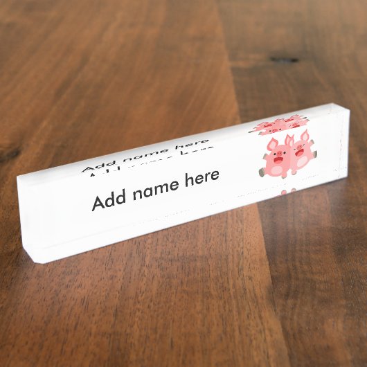 うん!!かわいい漫画の豚の名前プレート デスクネームプレート (側面)