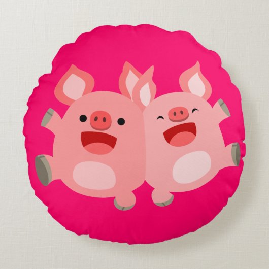 うん!!かわいい漫画の豚の枕の周り ラウンドクッション (正面)