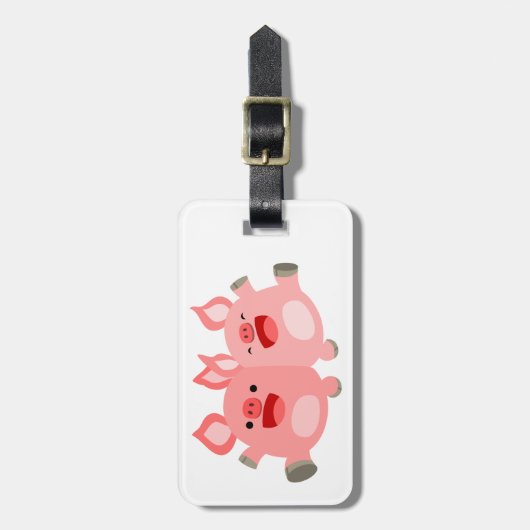 うん!!かわいい漫画の豚の荷物タグ ラゲッジタグ (正面縦)