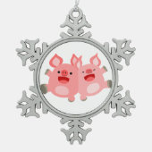 うん!!かわいい漫画ピッグスプーターオーナメント スノーフレークピューターオーナメント (正面)