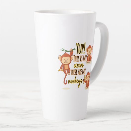 うん!これがサーカスだ俺の3匹のサルだ カフェラテマグ (右アングル)