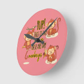 うん！これがサーカスだ俺の3匹のサルだ ラウンド壁時計 (傾斜)