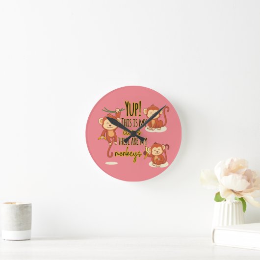 うん！これがサーカスだ俺の3匹のサルだ ラウンド壁時計 (ホーム)
