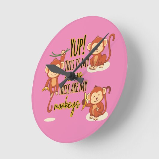 うん!これがサーカスだ俺の3匹のサルだ ラウンド壁時計 (傾斜)