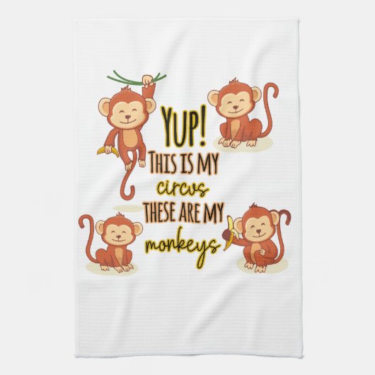 うん！これは私のサーカスこの4匹のサル キッチンタオル (縦)