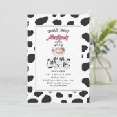 うーわ！生後1年だよ！牛柄ファームお誕生日写真 招待状 (スタンド正面)