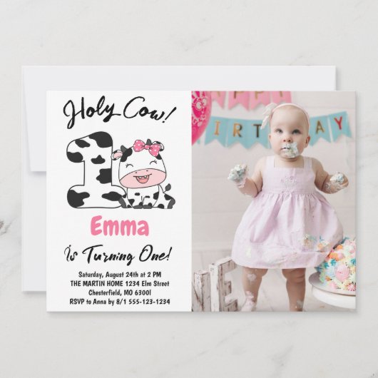 うーわ!1歳の誕生日写真だよ 招待状 (正面)