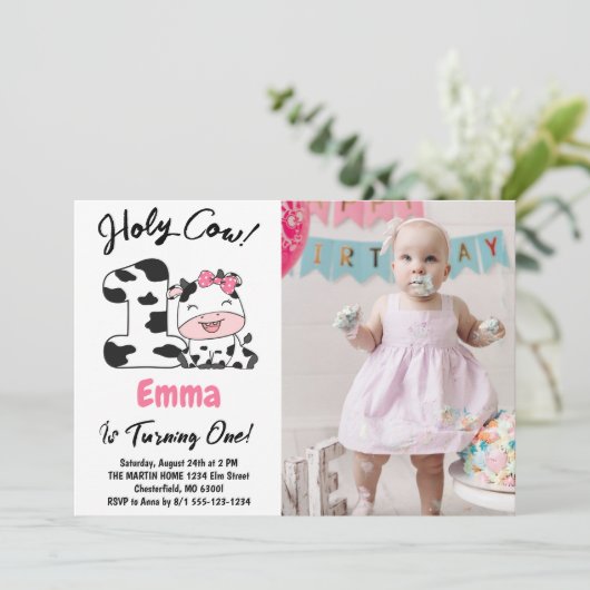 うーわ!1歳の誕生日写真だよ 招待状 (スタンド正面)