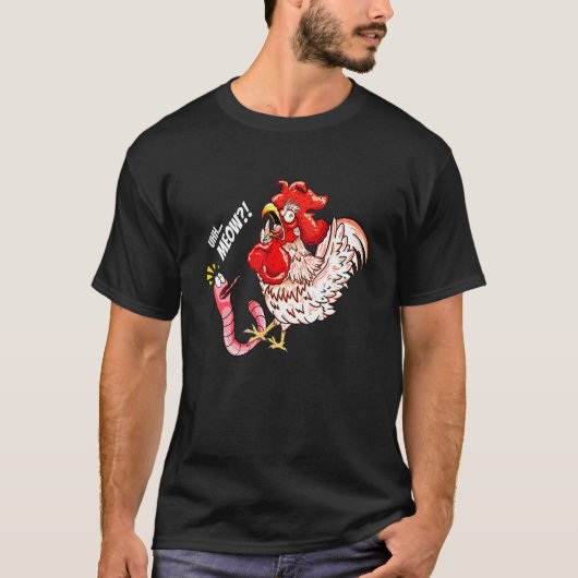 うーんにゃん虫ニワトリ猫の名言 Tシャツ (正面)