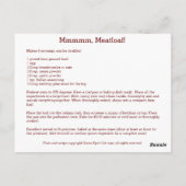 うーん、ミートローフ!レシピカード ポストカード (裏面)