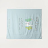 うー ラ ラマ ベイビー シャワー 可愛い 背景 青 タペストリー (正面(横))