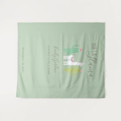 うー ラ ラマ ベイビー シャワー 緑の背景 かわいい タペストリー (正面(横))