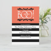 うー！ 黒白＆オレンジ ハロウィン招待状 招待状 (スタンド正面)