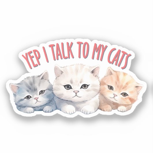 ええっと猫と話しますかわいいトリオ猫デザイン シール (正面)