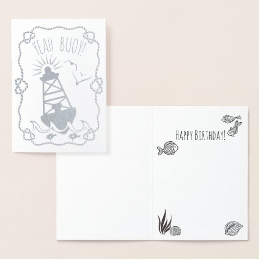 ええブイのおもしろいで航海のなしゃれ|のハッピーバースデー 箔カード (ディスプレー)