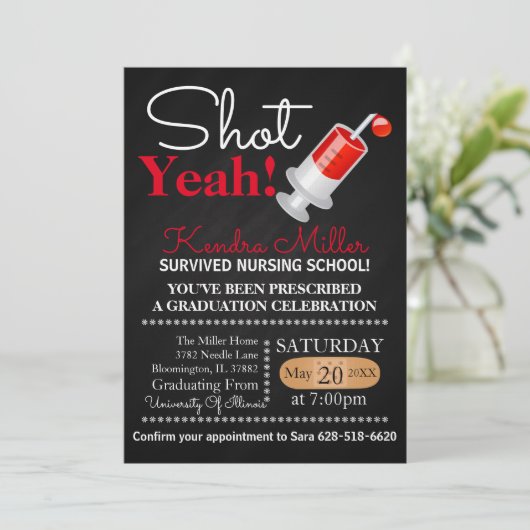 ええ撃たれる! 看護専門学校の卒業の招待状 招待状 (スタンド正面)