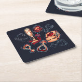 えずかしいサイコロとシャンパンの大人のユーモア ダークロマンティック スクエアペーパーコースター (アングル)