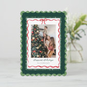 えびの形をした緑のフレームのクリスマス写真カード シーズンカード (スタンド正面)