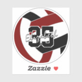 えんじと黒のバレーボールチームカラー シール (シート)