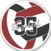 えんじと黒のバレーボールチームカラー シール (正面)