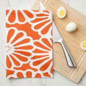 えんじのベンガルスタイルの花模様 キッチンタオル (四つ折り)