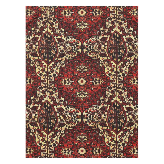 えんじ色およびクリーム色のペルシャ絨毯の一見 テーブルクロス (正面)