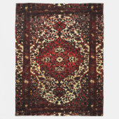 えんじ色およびクリーム色のペルシャ絨毯の一見 フリースブランケット (正面)