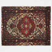 えんじ色およびクリーム色のペルシャ絨毯の一見 フリースブランケット (正面(横))