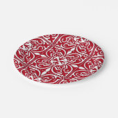 えんじ色および白いモロッコのタイル- ペーパープレート (アングル)