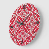 えんじ色および白いモロッコのタイル- ラージ壁時計 (傾斜)
