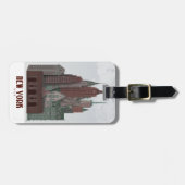 えんじ色および緑雲のニューヨーク- ラゲッジタグ (正面横)