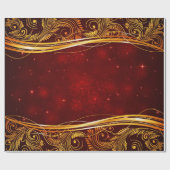 えんじ色および金ゴールドのクリスマス ラッピングペーパー (フラット)