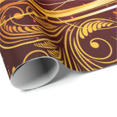 えんじ色および金ゴールドのクリスマス ラッピングペーパー (ロールコーナー)