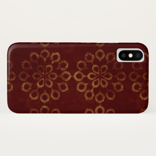 えんじ色および金ゴールドの花模様 Case-Mate iPhoneケース (裏面(横))