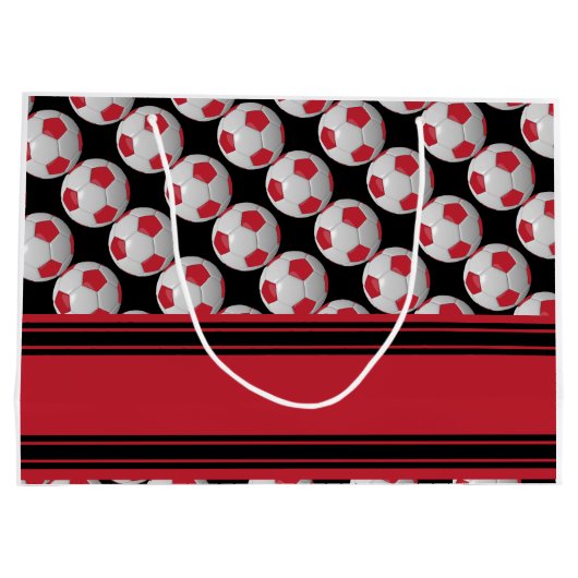 えんじ色のサッカーボールを個人化して下さい ラージペーパーバッグ (裏面)