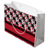 えんじ色のサッカーボールを個人化して下さい ラージペーパーバッグ (裏面アングル)