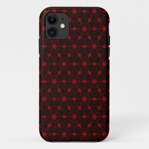 えんじ色のモダンな花の継ぎ目が無いグラフィック iPhone 11 ケース