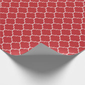 えんじ色のモロッコのクローバーの白 ラッピングペーパー (角)