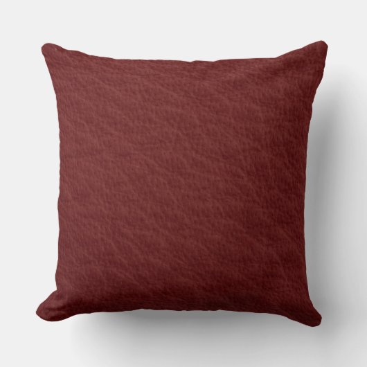 えんじ色のレザールックのプリントの枕 クッション (正面)