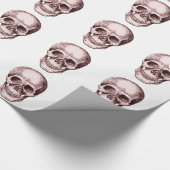 えんじ色の人間のスカル ラッピングペーパー (角)