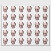 えんじ色の人間のスカル ラッピングペーパー (フラット)