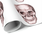 えんじ色の人間のスカル ラッピングペーパー (ロールコーナー)