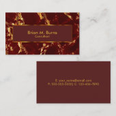 えんじ色の大理石および金属金ゴールドのデザイン 名刺 (正面/裏面)