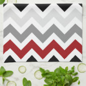 えんじ色の灰色の白黒のシェブロンの台所タオル キッチンタオル (折り畳み)