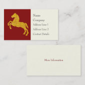 えんじ色の金はす花弁パターン馬 名刺 (正面/裏面)