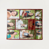 えんじ色の金色卒業写真コラージュ 卒業式 タペストリー (正面(横))