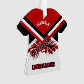 えんじ色の、白黒チアリーダー オーナメント (正面)