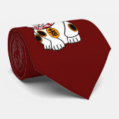 えんじ色のMeneki Neko猫 ネクタイ (ロール)