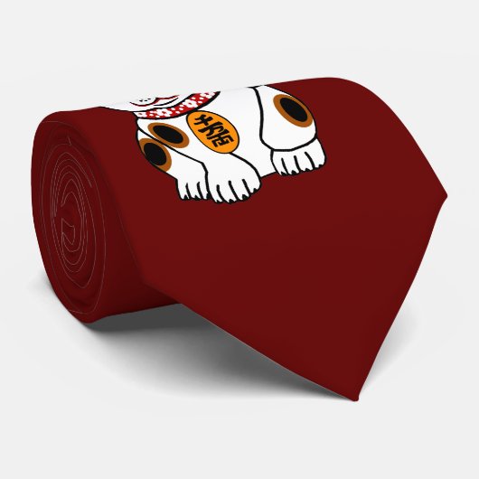 えんじ色のMeneki Neko猫 ネクタイ (ロール)