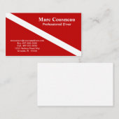 えんじ色スキューバビジネス-個人的なカード- 名刺 (正面/裏面)